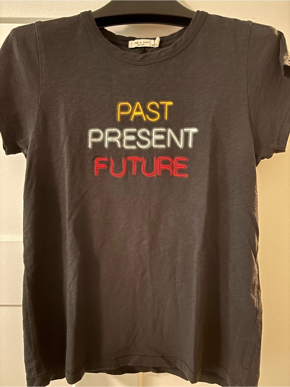Rag & Bone Black 'Past Present Future' Graphic Tee size medium